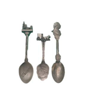 Pewter Souvenir Spoons: Chicago Skyline, PA Dutch Country + Washington, …